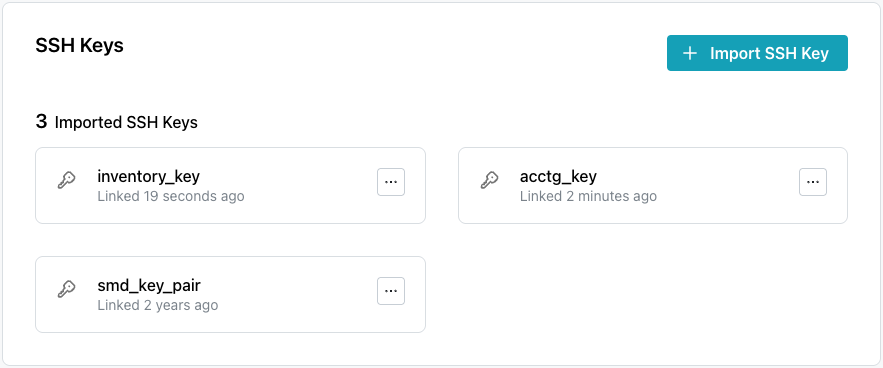 SSH Keys dialog
